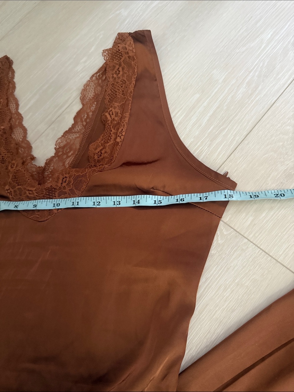 Lioness Copper-Brown Satin Lace-Trim Maxi Slip Dress - Picture 7 of 10